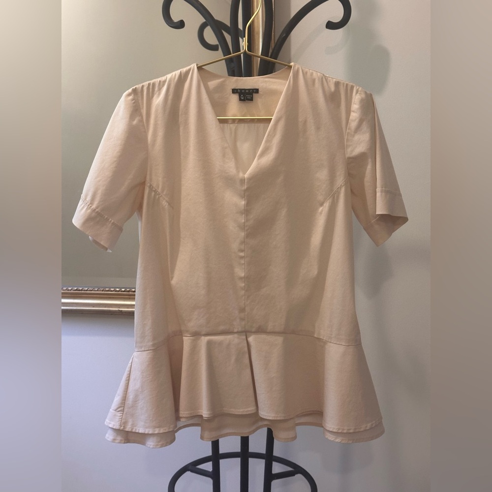 Theory Cream Peplum Top